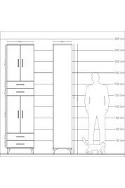 Arges Dolap 3 Raflı 4 Çekmeceli 4 Kapaklı 60x30x243 Çam-Antrasit