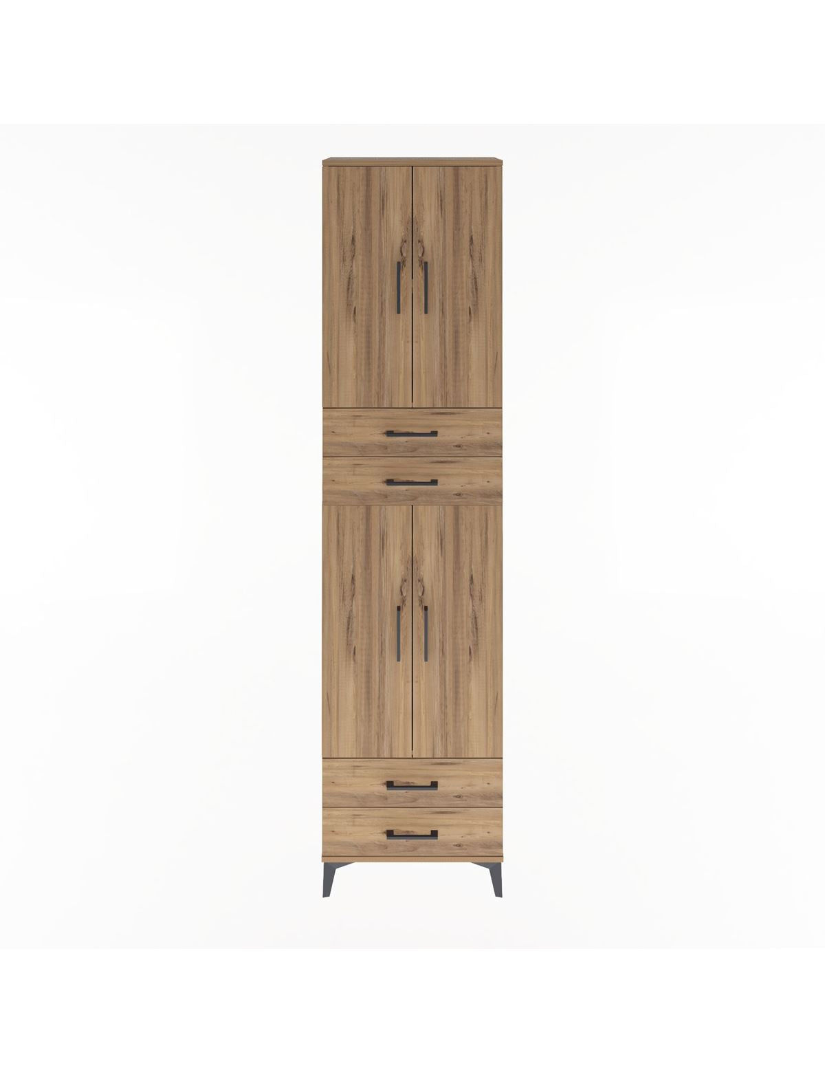 Arges Dolap 3 Raflı 4 Çekmeceli 4 Kapaklı 60x30x243 Çam-Çam