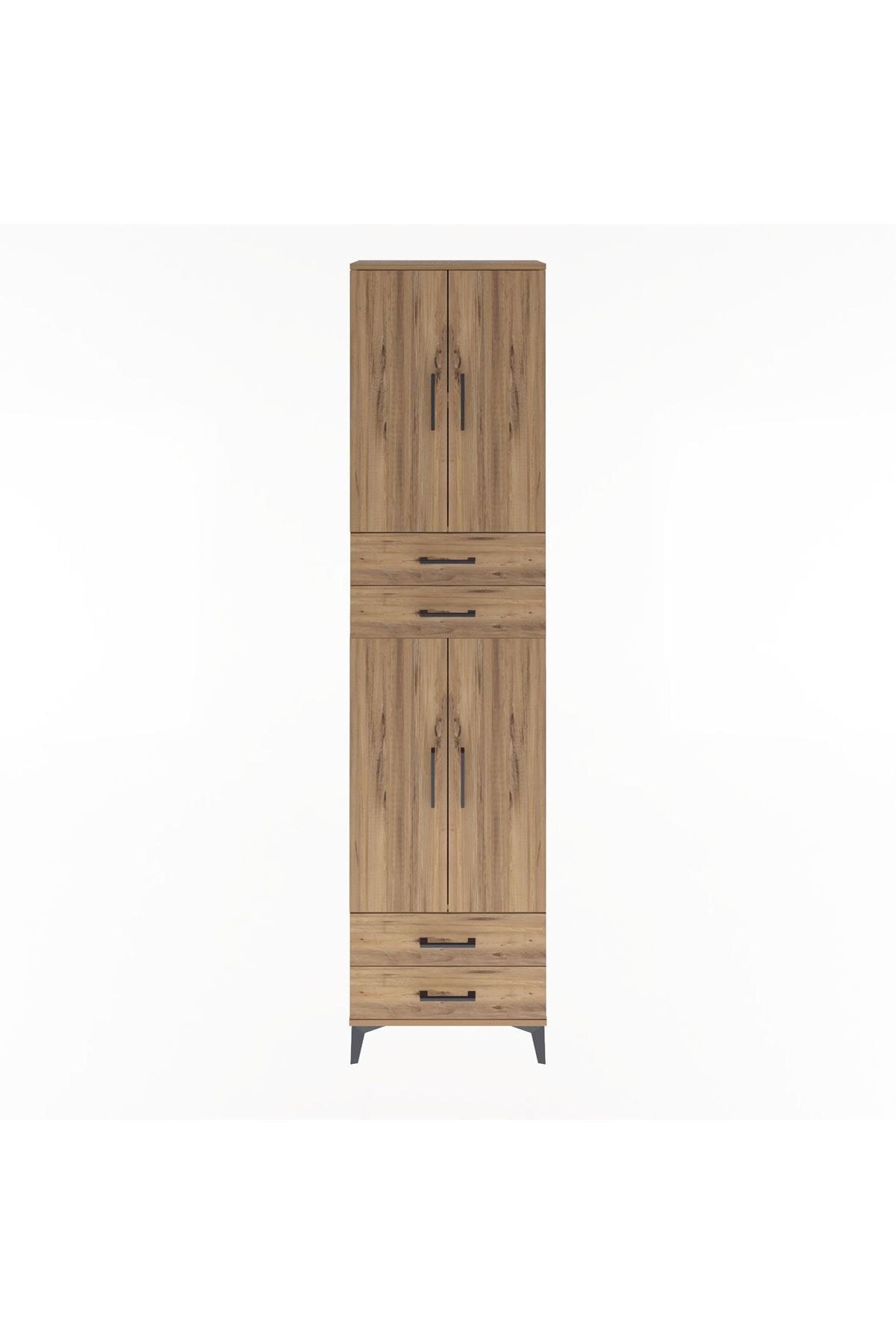 Arges Dolap 3 Raflı 4 Çekmeceli 4 Kapaklı 60x30x243 Çam-Çam