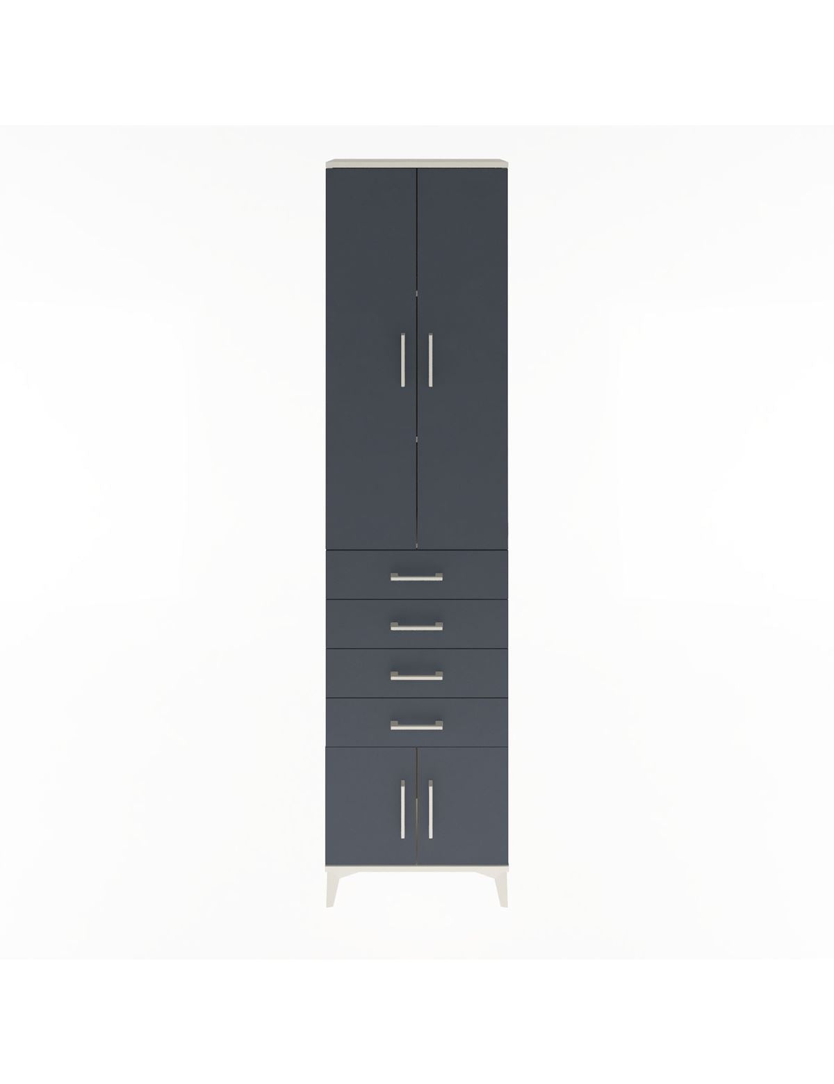 Arges Dolap 3 Raflı 4 Çekmeceli 4 Kapaklı 60x30x243 Aytaşı-Antrasit