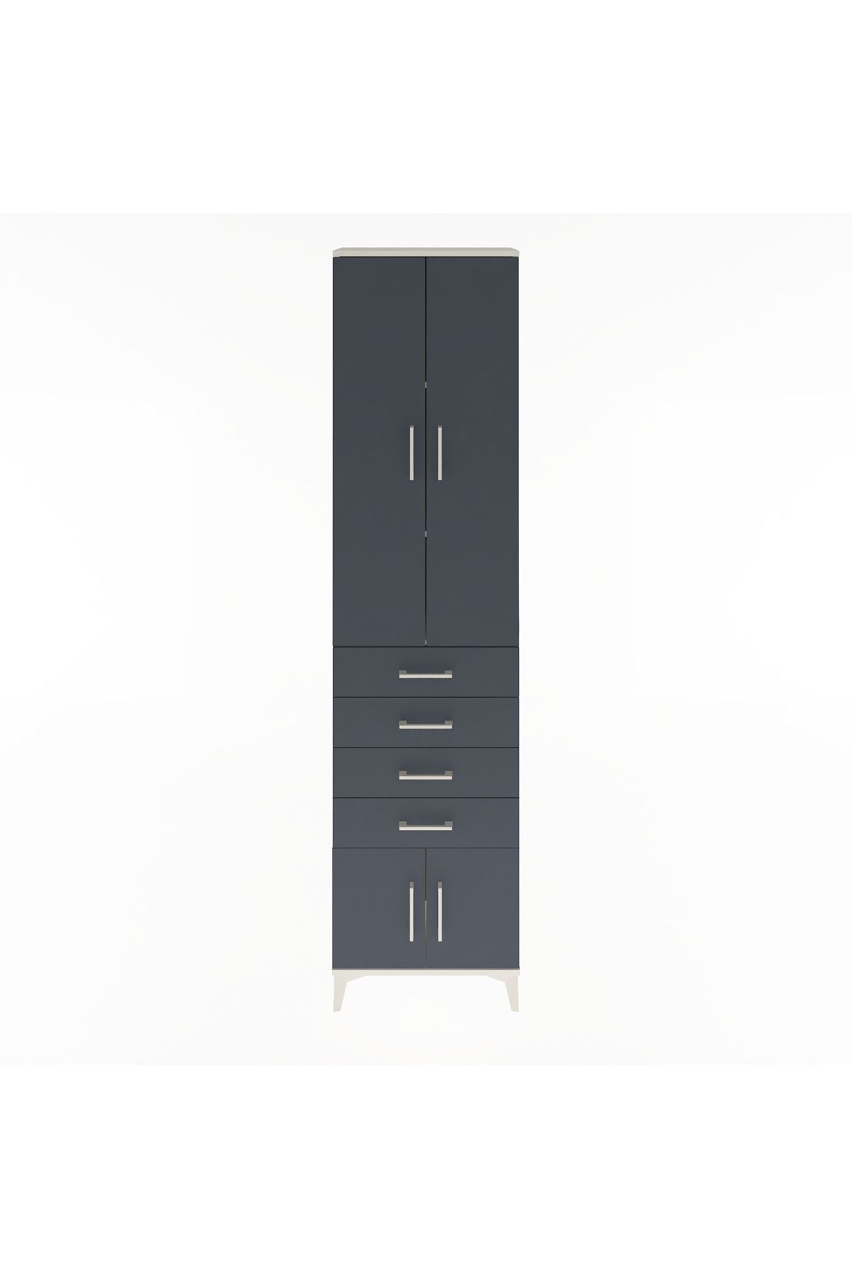 Arges Dolap 3 Raflı 4 Çekmeceli 4 Kapaklı 60x30x243 Aytaşı-Antrasit