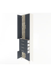 Arges Dolap 3 Raflı 4 Çekmeceli 4 Kapaklı 60x30x243 Aytaşı-Antrasit