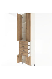 Arges Dolap 3 Raflı 4 Çekmeceli 4 Kapaklı 60x30x243 Aytaşı-Çam