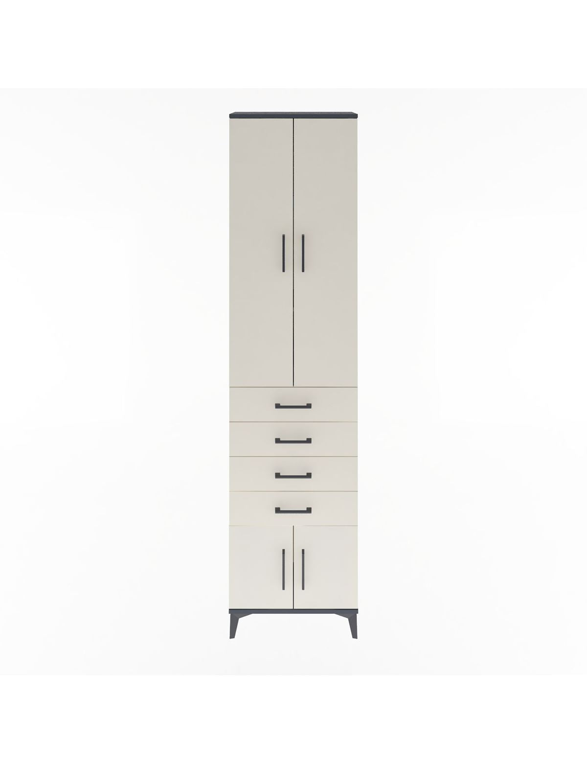 Arges Dolap 3 Raflı 4 Çekmeceli 4 Kapaklı 60x30x243 Antrasit-Aytaşı