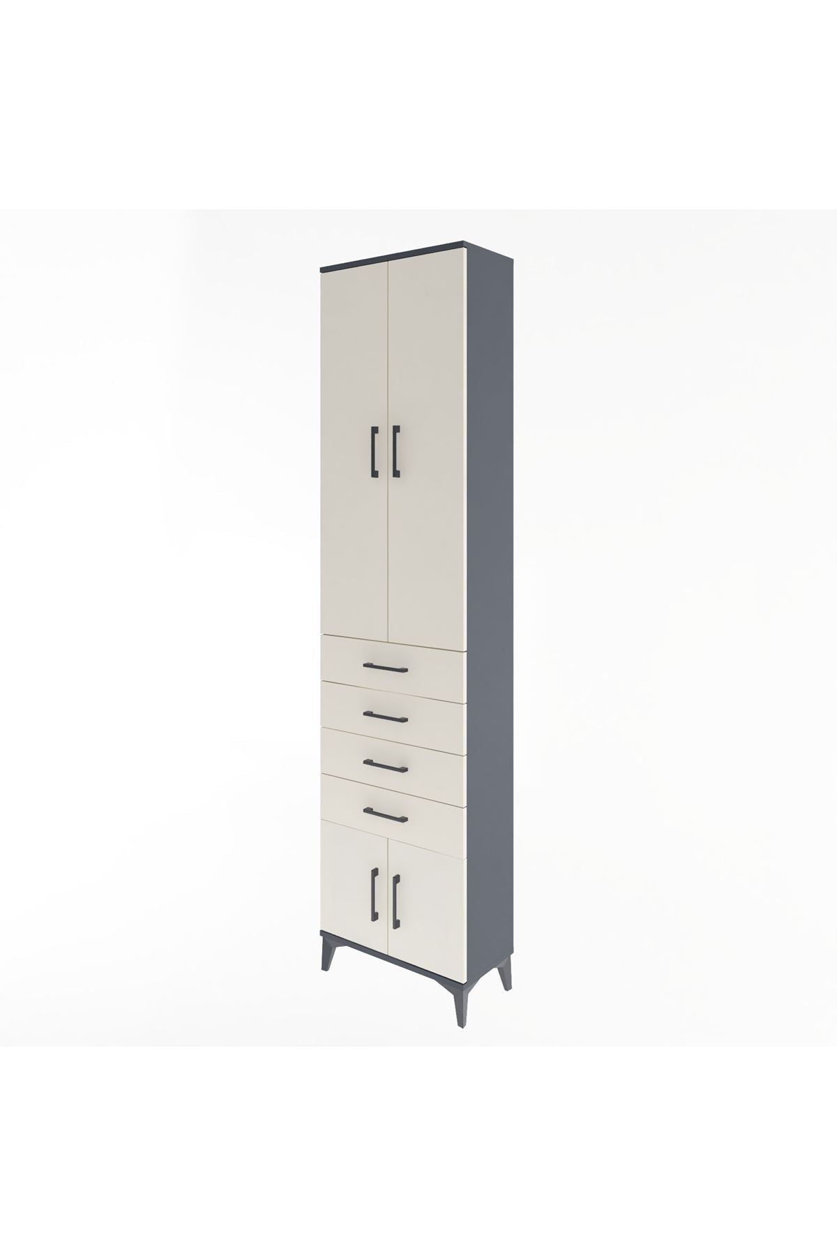 Arges Dolap 3 Raflı 4 Çekmeceli 4 Kapaklı 60x30x243 - S32M088V4A