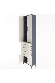 Arges Dolap 3 Raflı 4 Çekmeceli 4 Kapaklı 60x30x243 Antrasit-Aytaşı