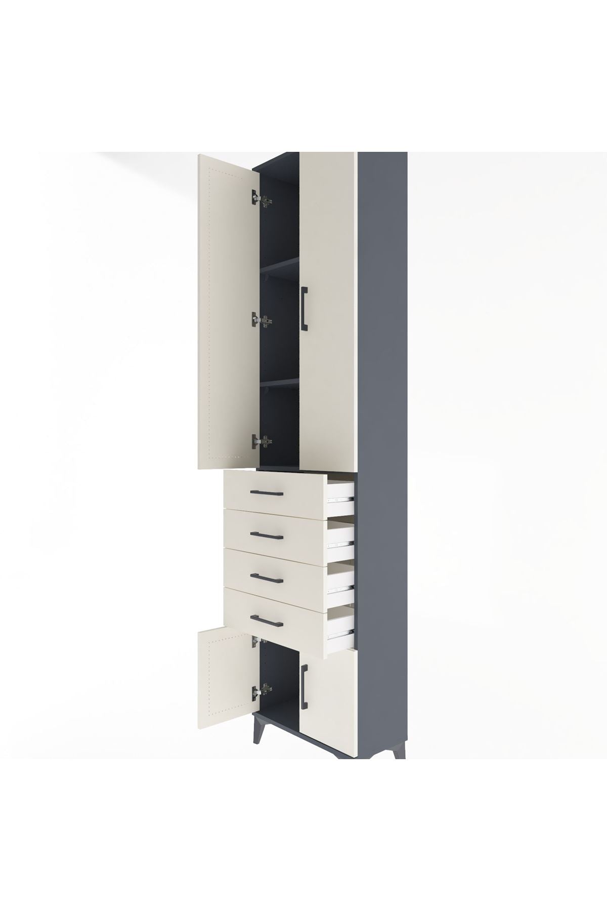 Arges Dolap 3 Raflı 4 Çekmeceli 4 Kapaklı 60x30x243 - S32M088V4A