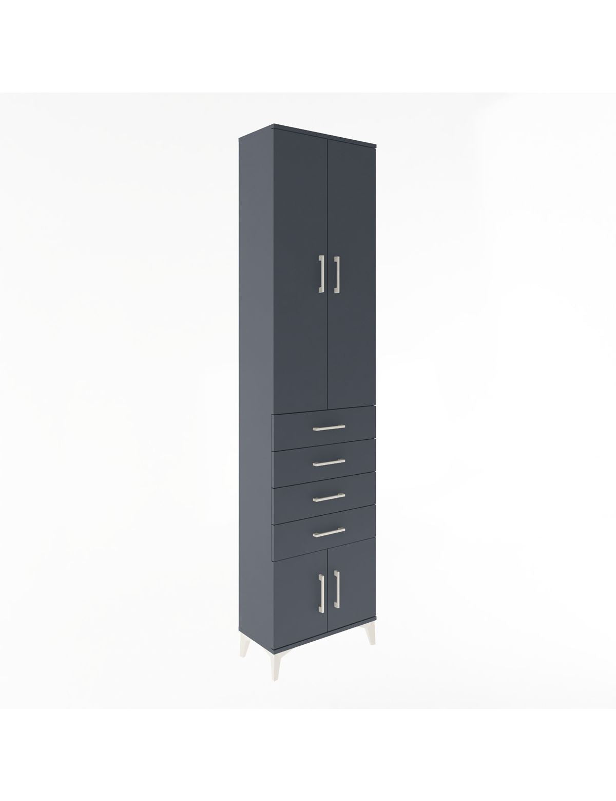 Arges Dolap 3 Raflı 4 Çekmeceli 4 Kapaklı 60x30x243 Antrasit-Antrasit