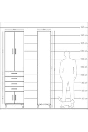 Arges Dolap 3 Raflı 4 Çekmeceli 4 Kapaklı 60x30x243 Antrasit-Aytaşı