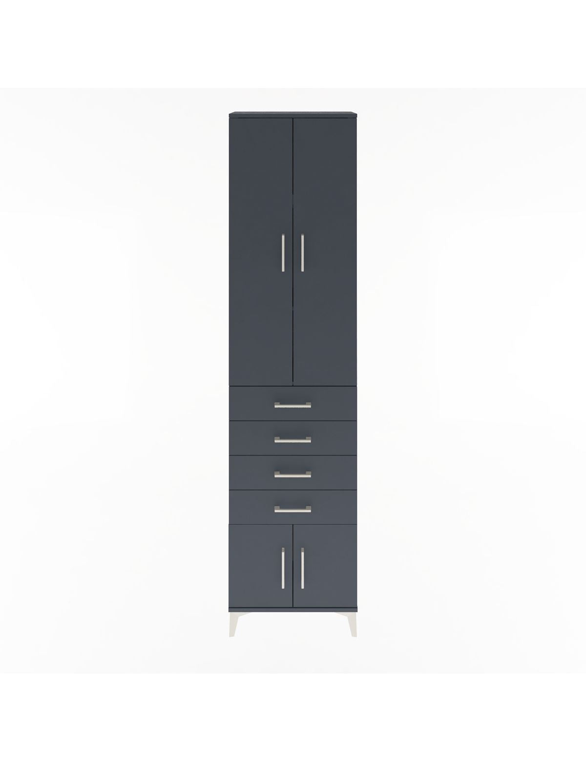 Arges Dolap 3 Raflı 4 Çekmeceli 4 Kapaklı 60x30x243 Antrasit-Antrasit