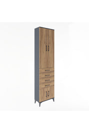 Arges Dolap 3 Raflı 4 Çekmeceli 4 Kapaklı 60x30x243 Antrasit-Çam