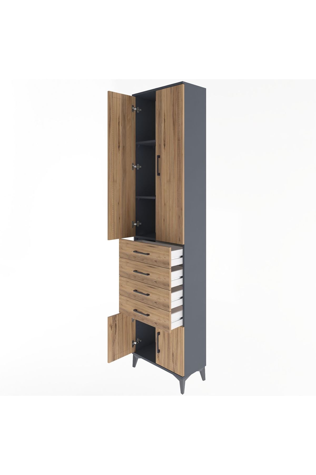 Arges Dolap 3 Raflı 4 Çekmeceli 4 Kapaklı 60x30x243 - S32M088V6A