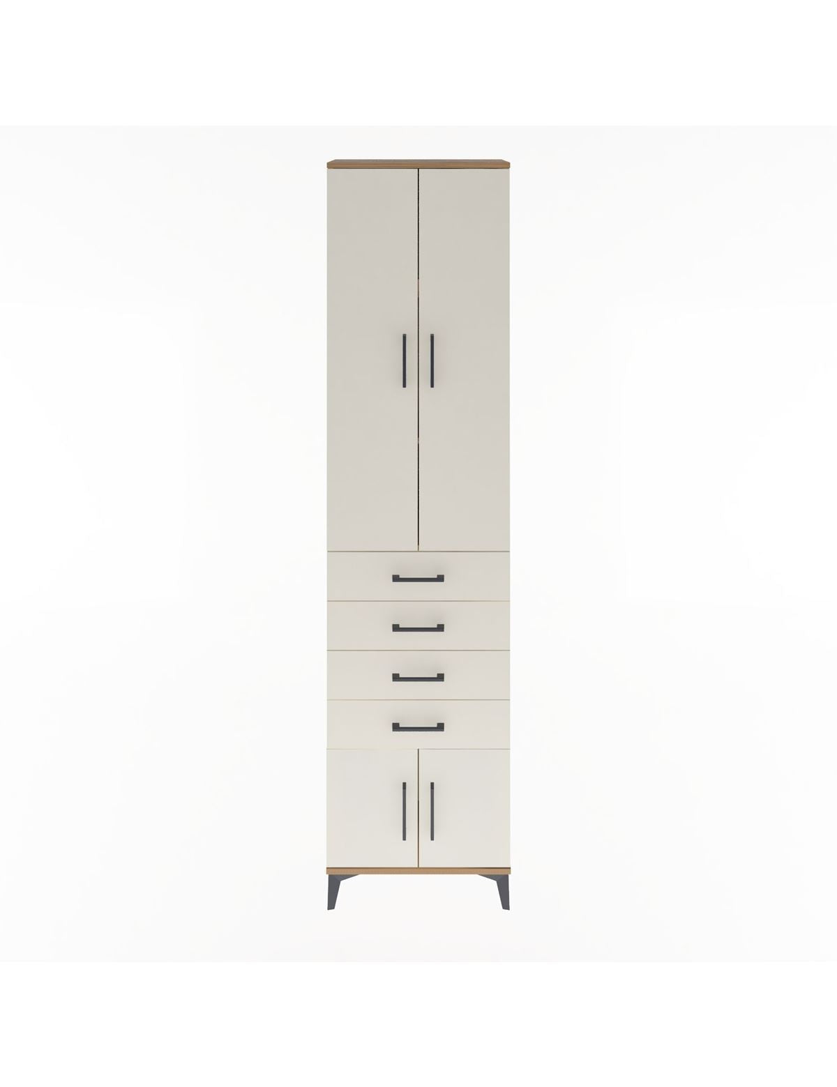 Arges Dolap 3 Raflı 4 Çekmeceli 4 Kapaklı 60x30x243 Çam-Aytaşı