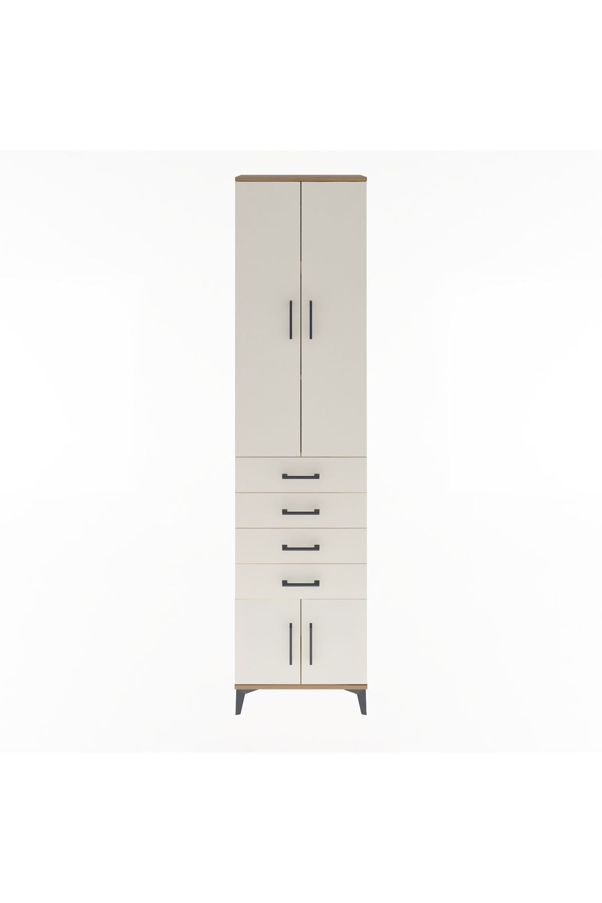 Arges Dolap 3 Raflı 4 Çekmeceli 4 Kapaklı 60x30x243 Çam-Aytaşı