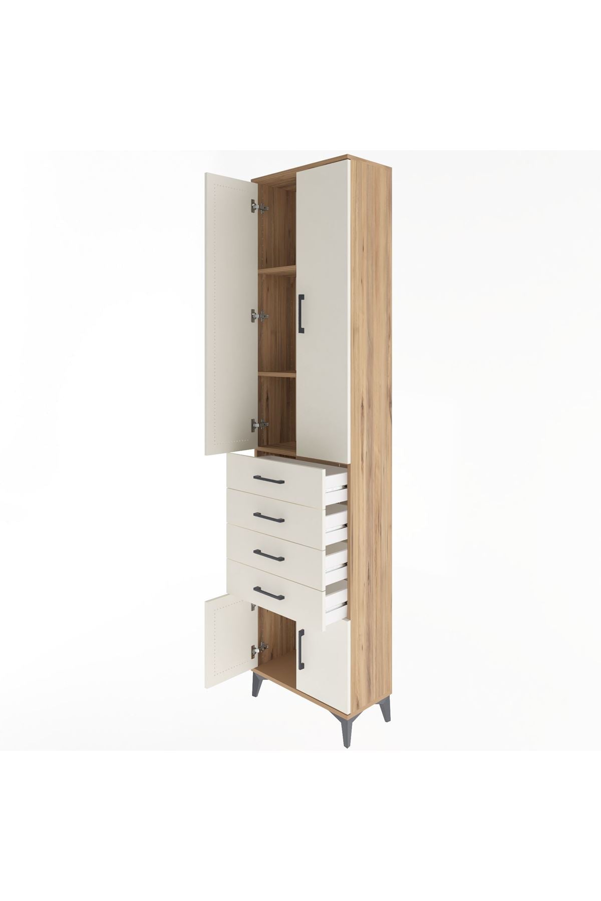 Arges Dolap 3 Raflı 4 Çekmeceli 4 Kapaklı 60x30x243 - S32M088V7A