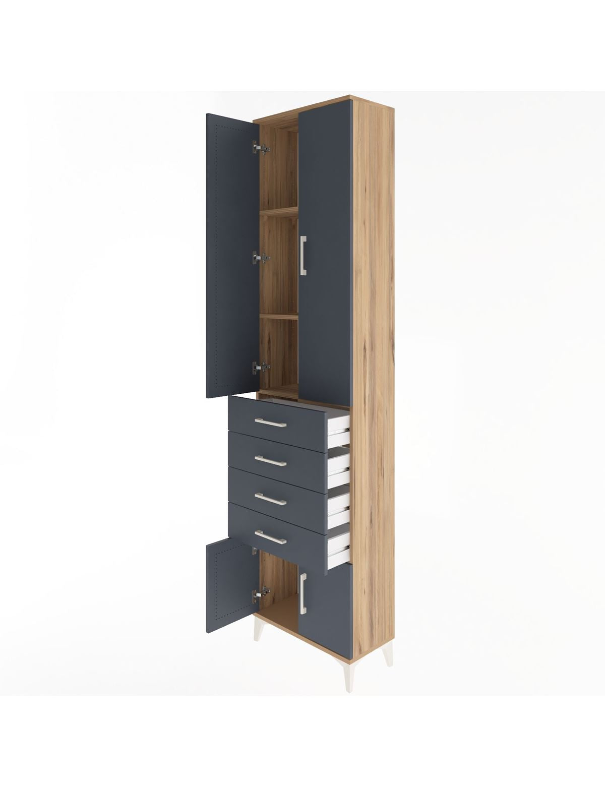 Arges Dolap 3 Raflı 4 Çekmeceli 4 Kapaklı 60x30x243 - S32M088V8A