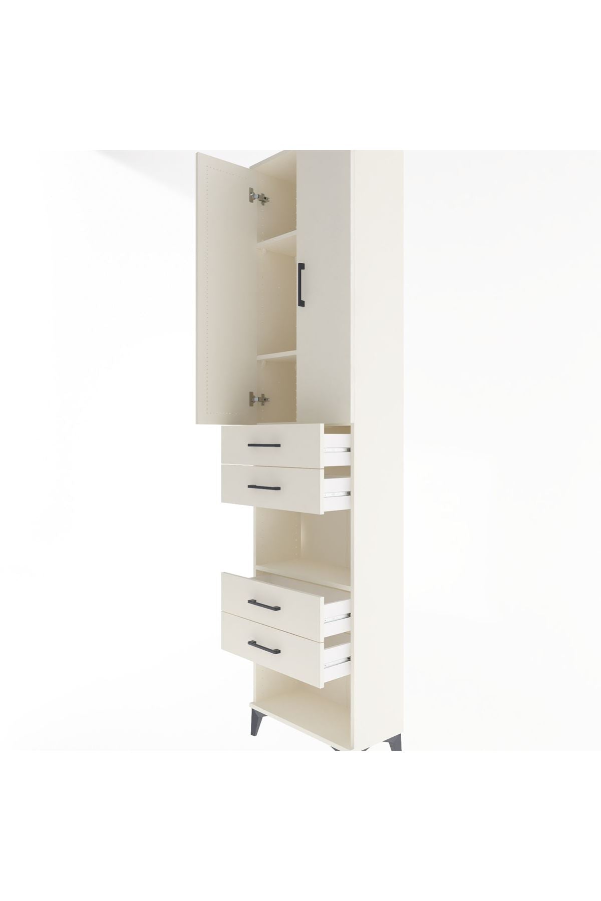 Arges Dolap 4 Raflı 4 Çekmeceli 2 Kapaklı 60x30x243 Aytaşı-Aytaşı