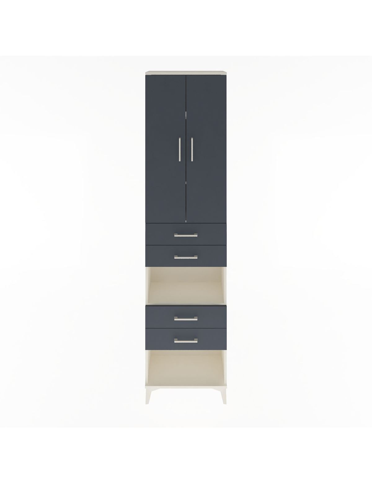 Arges Dolap 4 Raflı 4 Çekmeceli 2 Kapaklı 60x30x243 Aytaşı-Antrasit