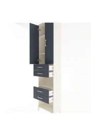 Arges Dolap 4 Raflı 4 Çekmeceli 2 Kapaklı 60x30x243 Aytaşı-Antrasit