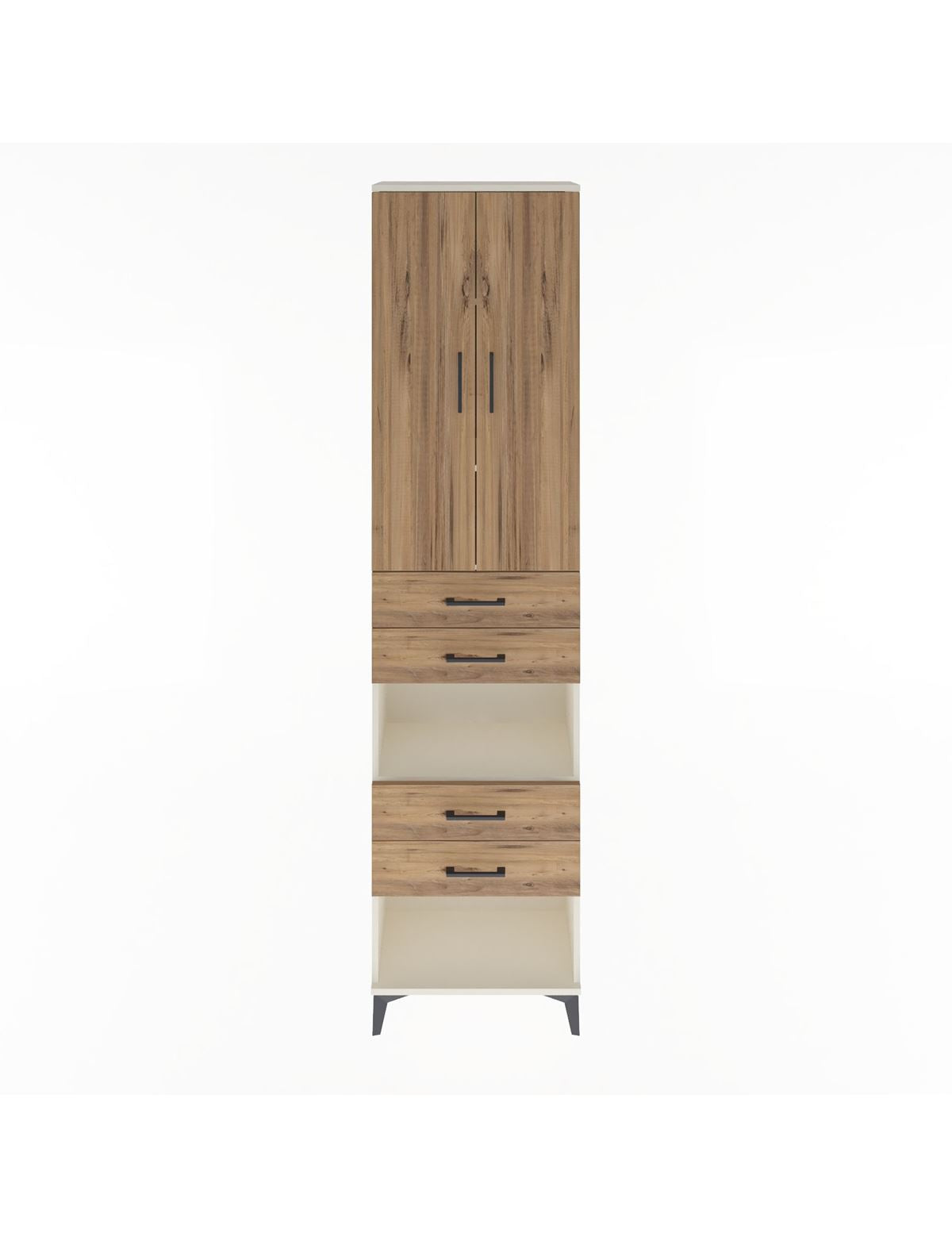 Arges Dolap 4 Raflı 4 Çekmeceli 2 Kapaklı 60x30x243 Aytaşı-Çam