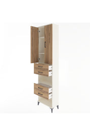 Arges Dolap 4 Raflı 4 Çekmeceli 2 Kapaklı 60x30x243 Aytaşı-Çam