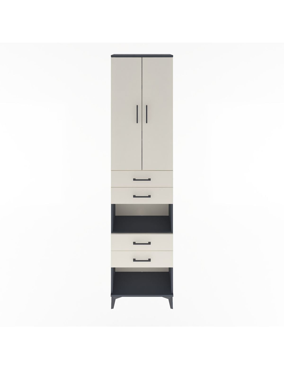 Arges Dolap 4 Raflı 4 Çekmeceli 2 Kapaklı 60x30x243 Antrasit-Aytaşı