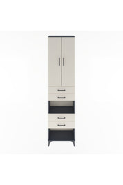 Arges Dolap 4 Raflı 4 Çekmeceli 2 Kapaklı 60x30x243 Antrasit-Aytaşı