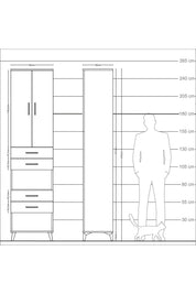 Arges Dolap 4 Raflı 4 Çekmeceli 2 Kapaklı 60x30x243 Aytaşı-Çam