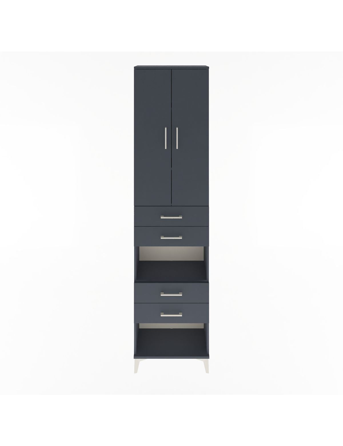 Arges Dolap 4 Raflı 4 Çekmeceli 2 Kapaklı 60x30x243 Antrasit-Antrasit