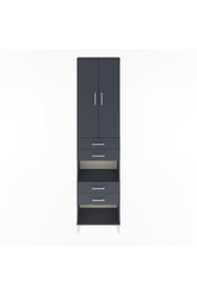 Arges Dolap 4 Raflı 4 Çekmeceli 2 Kapaklı 60x30x243 Antrasit-Antrasit