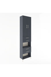 Arges Dolap 4 Raflı 4 Çekmeceli 2 Kapaklı 60x30x243 Antrasit-Antrasit