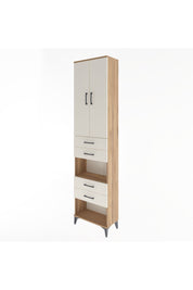 Arges Dolap 4 Raflı 4 Çekmeceli 2 Kapaklı 60x30x243 Çam-Aytaşı