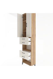 Arges Dolap 4 Raflı 4 Çekmeceli 2 Kapaklı 60x30x243 Çam-Aytaşı