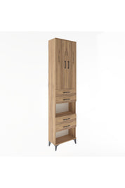 Arges Dolap 4 Raflı 4 Çekmeceli 2 Kapaklı 60x30x243 Çam-Çam