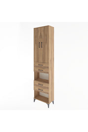 Arges Dolap 4 Raflı 4 Çekmeceli 2 Kapaklı 60x30x243 Çam-Çam