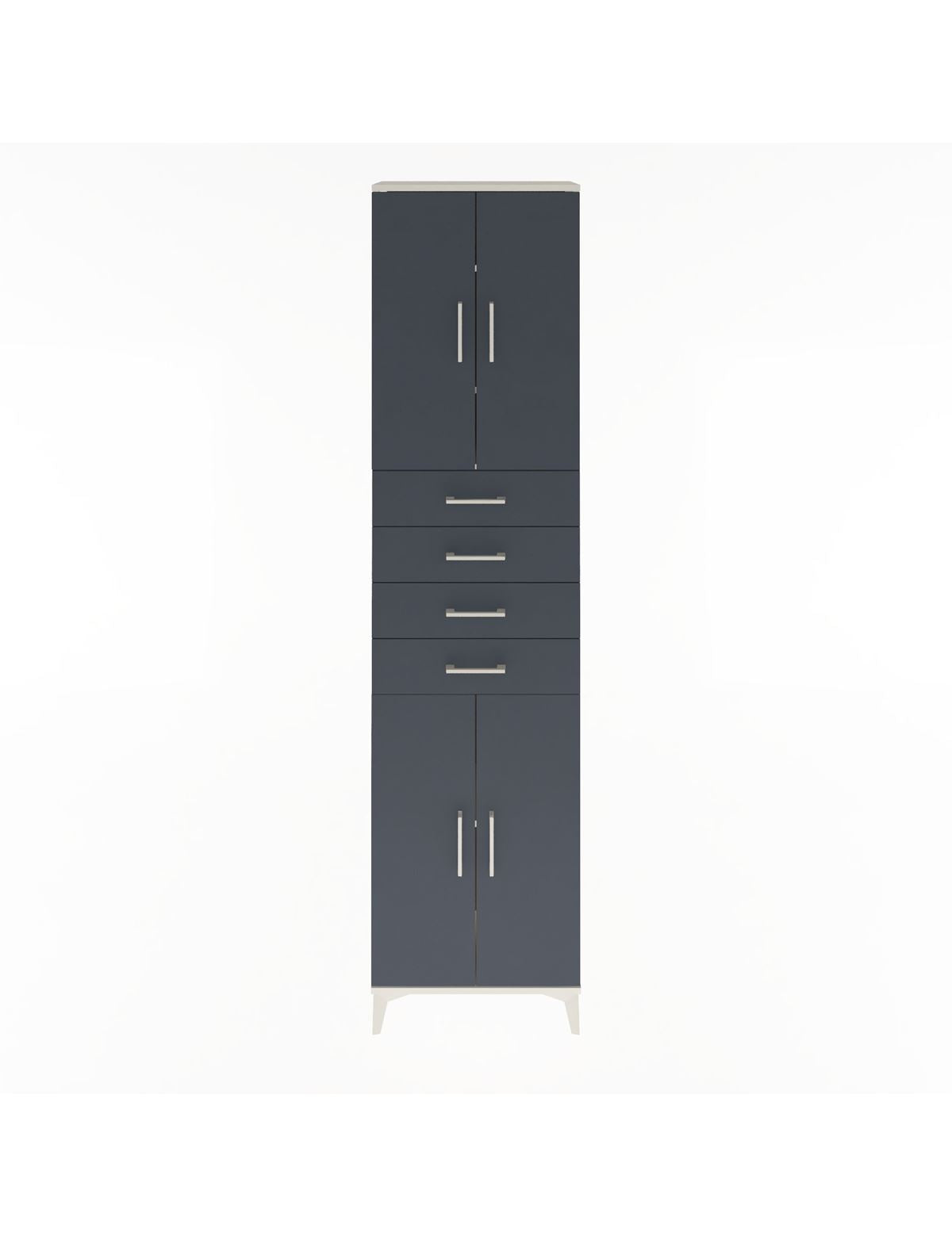 Arges Dolap 4 Raflı 4 Çekmeceli 4 Kapaklı 60x30x243 Aytaşı-Antrasit
