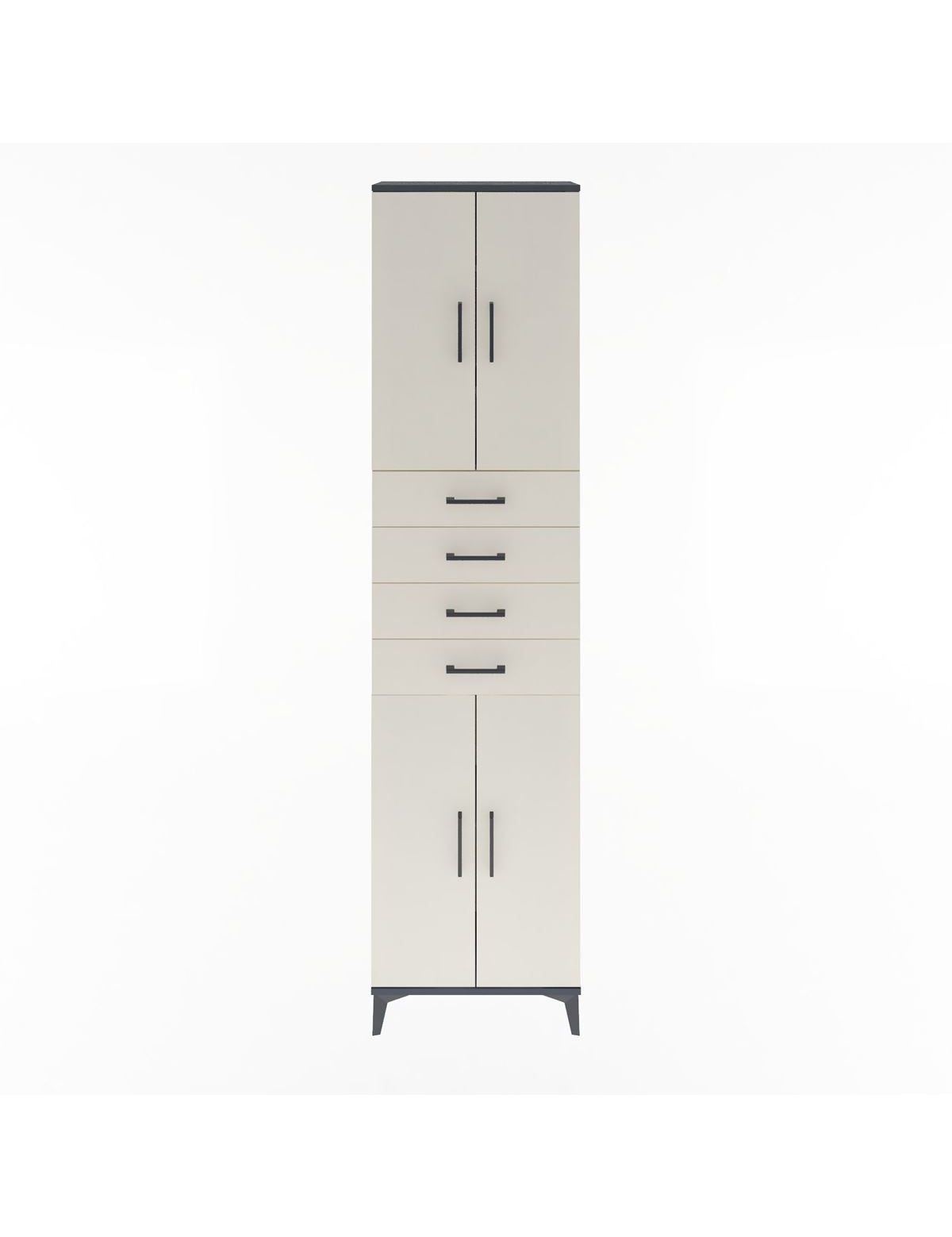 Arges Dolap 4 Raflı 4 Çekmeceli 4 Kapaklı 60x30x243 Antrasit-Aytaşı