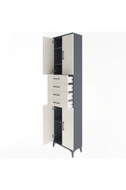 Arges Dolap 4 Raflı 4 Çekmeceli 4 Kapaklı 60x30x243 Antrasit-Aytaşı