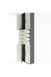 Arges Dolap 4 Raflı 4 Çekmeceli 4 Kapaklı 60x30x243 Antrasit-Aytaşı