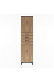 Arges Dolap 4 Raflı 4 Çekmeceli 4 Kapaklı 60x30x243 Antrasit-Çam