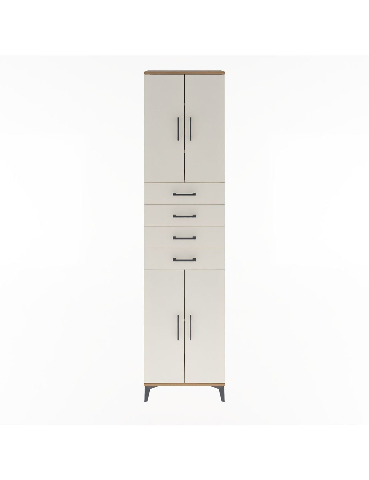 Arges Dolap 4 Raflı 4 Çekmeceli 4 Kapaklı 60x30x243 Çam-Aytaşı