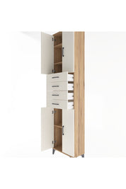 Arges Dolap 4 Raflı 4 Çekmeceli 4 Kapaklı 60x30x243 Çam-Aytaşı