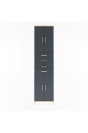 Arges Dolap 4 Raflı 4 Çekmeceli 4 Kapaklı 60x30x243 Çam-Antrasit