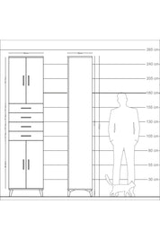 Arges Dolap 4 Raflı 4 Çekmeceli 4 Kapaklı 60x30x243 Çam-Antrasit