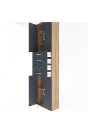 Arges Dolap 4 Raflı 4 Çekmeceli 4 Kapaklı 60x30x243 Çam-Antrasit
