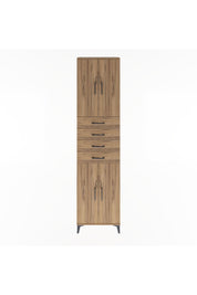 Arges Dolap 4 Raflı 4 Çekmeceli 4 Kapaklı 60x30x243 Çam-Çam