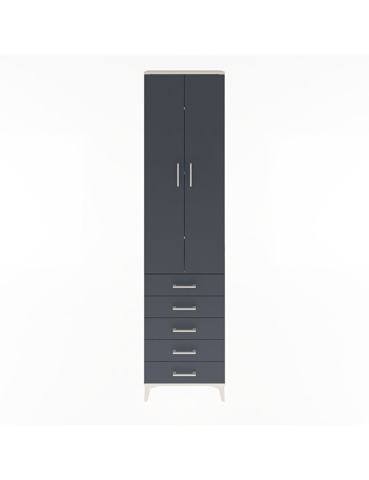 Arges Dolap 4 Raflı 5 Çekmeceli 2 Kapaklı 60x30x243 Aytaşı-Antrasit