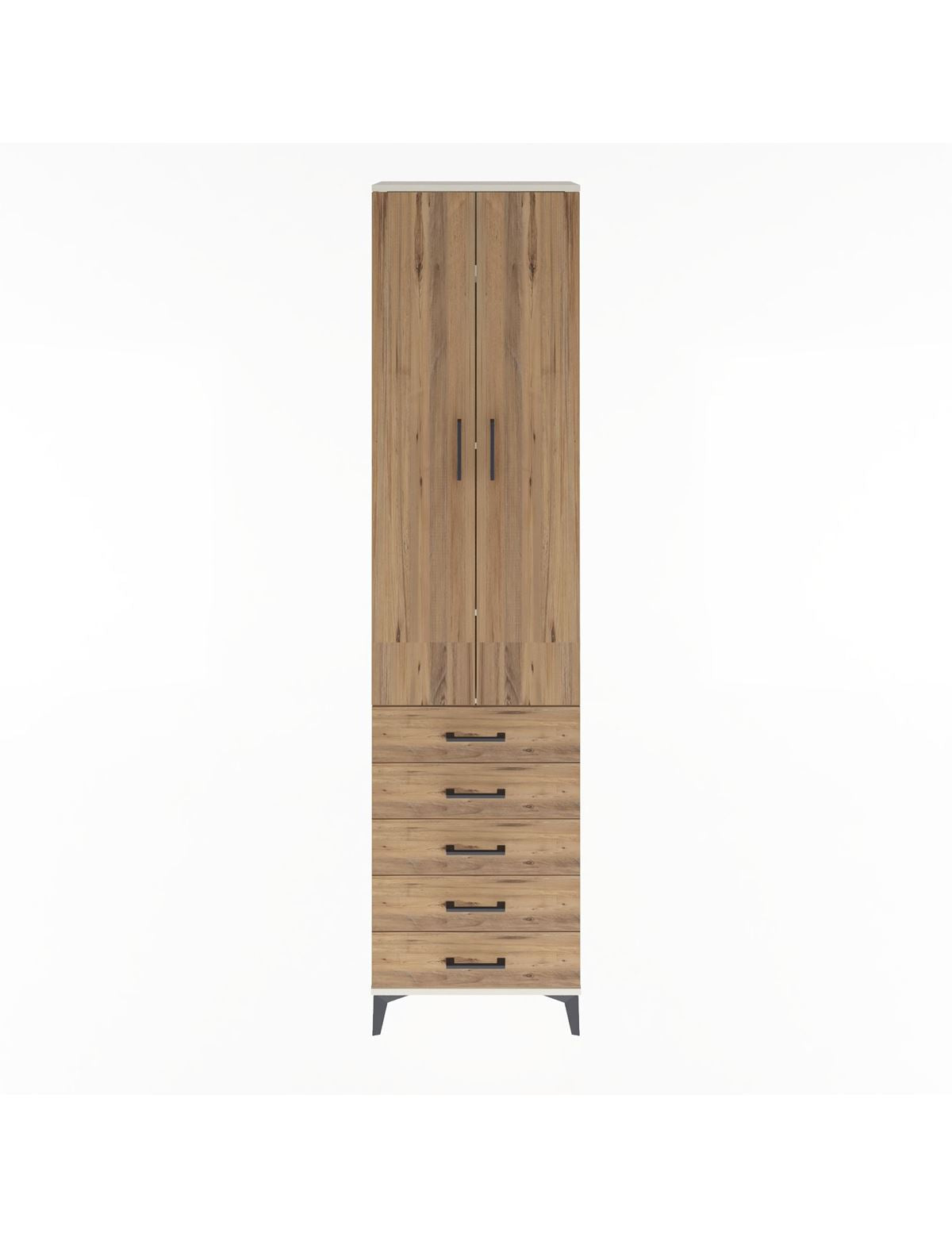 Arges Dolap 4 Raflı 5 Çekmeceli 2 Kapaklı 60x30x243 Aytaşı-Çam