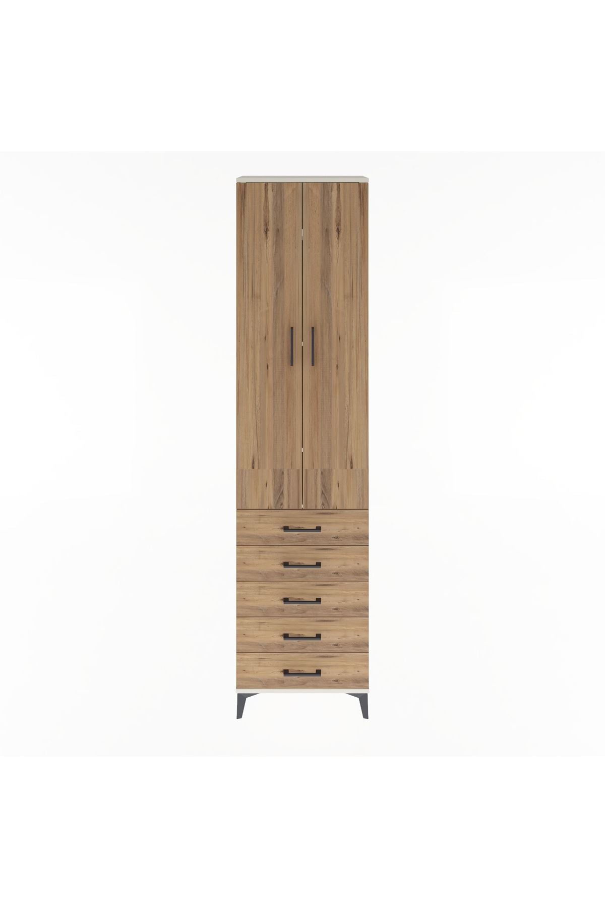 Arges Dolap 4 Raflı 5 Çekmeceli 2 Kapaklı 60x30x243 Aytaşı-Çam