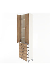 Arges Dolap 4 Raflı 5 Çekmeceli 2 Kapaklı 60x30x243 Aytaşı-Çam